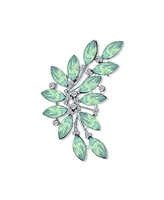 Bling Jewelry Fashion Aqua Green Marquise Crystal Leaf Brooche Pin for Mother Silver Plated Brass