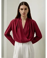 Women's Silk Crepe de Chine Long Sleeve Blouse