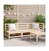 Patio Sofa 3-Seater Solid Wood Pine