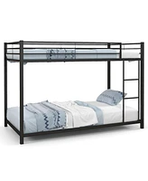 Low Profile Twin Over Metal Bunk Bed with Full-length Guardrails-Silver
