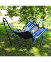 Quilted Fabric Double Outdoor Hammock - 2-Person with Metal Curved Spreader Bars Catalina Beach