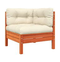 Patio Sofa with Cushions and Footstool Solid Wood Pine