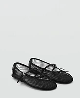 Mango Women's Strap and Buckle Detail Mesh Ballet Flats