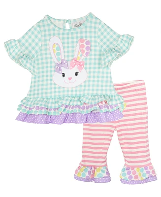 Rare Editions Baby Girls 2-Piece Seersucker Bunny Outfit