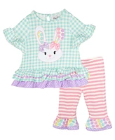 Rare Editions Baby Girls 2-Piece Seersucker Bunny Outfit