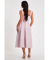 Quiz Women's Jacquard Square Neck Midi Dress