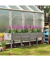 Outsunny Extra Large Wooden Planter Box with Legs & Drain Holes, Natural