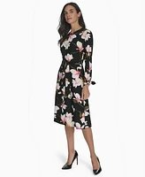 Halston Women's Floral-Print Fit & Flare Dress