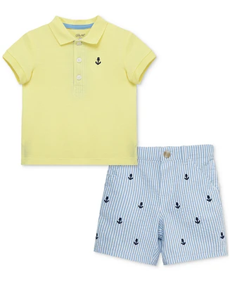 Little Me Baby Boys 2-Pc. Cotton Anchor Polo Shirt & Shorts Set