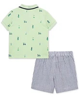 Little Me Baby Boys Cotton Golf Polo & Striped Shorts Set