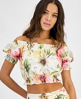 Guess Women's Elodie Floral-Print Off-The-Shoulder Top