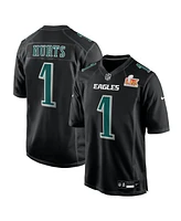 Nike Men's Jalen Hurts Black Philadelphia Eagles Super Bowl Lix Patch Fashion Game Jersey