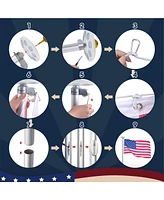 Yescom Bravery 20 Ft Sectional Aluminum Flag Pole Kit with 136 Led Solar Light Us Flag Garden