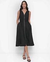 Dkny Women's Zip-Front Midi Dress