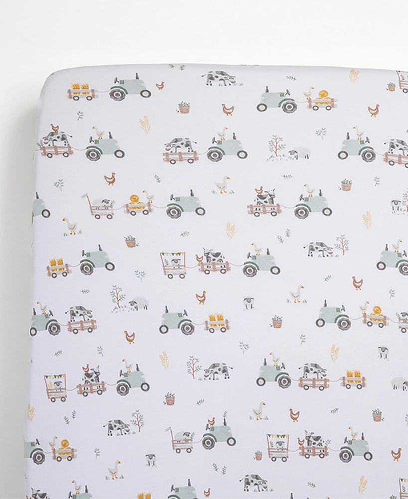 Living Textiles Baby Tractor Ride Collection Cotton Crib Sheet