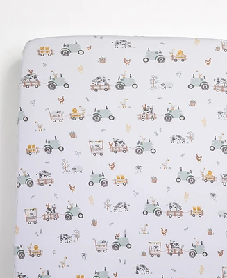 Living Textiles Baby Tractor Ride Collection Cotton Crib Sheet