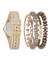 Jessica Carlyle Women's Matte Beige Silicone Strap Analog Watch 35mm