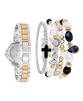 Jessica Carlyle Women's Shiny Two Tone Metal Alloy Analog Watch, 34mm