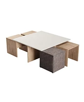 Manhattan Comfort 37.4" Haley Modern Nested Coffee Table and Ottoman Set