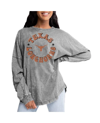 Gameday Couture Women's Gray Texas Longhorns Playing Around Faded Wash Oversized Long Sleeve T-Shirt