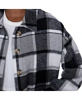 Gameday Couture Women's Gray Las Vegas Raiders Fieldside Fun Plaid Button-Up Overshirt