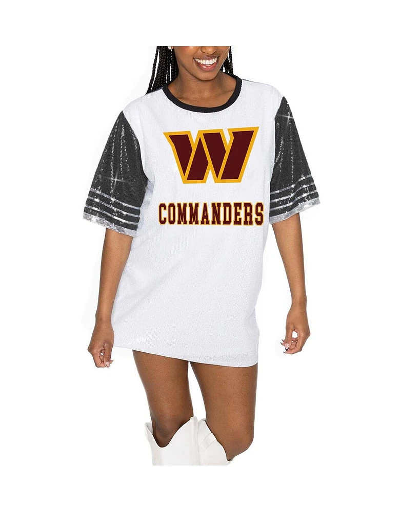 Gameday Couture Women's White/Black Washington Commanders Bling It Full Sequin Jersey Dress