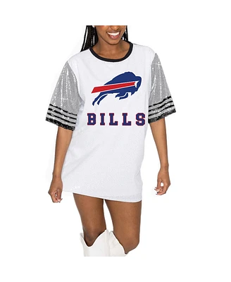 Gameday Couture Women's White/Gray Buffalo Bills Bling It Full Sequin Jersey Dress