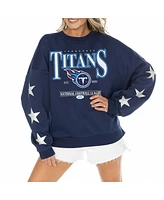 Gameday Couture Women's Navy Tennessee Titans Rhinestone Star Sleeve Settle the Score Tri-Blend Pullover