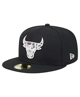 New Era Men's Black Chicago Bulls Camo Print Uv 59FIFTY Fitted Hat