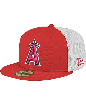 New Era Men's Red Los Angeles Angels Team Color 59FIFTY Trucker Fitted Hat