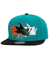 Mitchell & Ness Men's Teal San Jose Sharks Soul Triple Up Snapback Hat