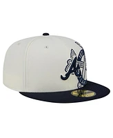 New Era Men's Cream/Navy Atlanta Braves Lonestar 59FIFTY Fitted Hat