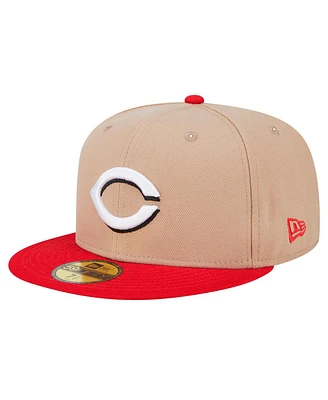 New Era Men's Khaki Cincinnati Reds 59FIFTY Fitted Hat