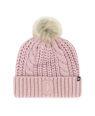 '47 Brand Women's Dusty Rose Cleveland Guardians Meeko Cuffed Knit Hat with Pom