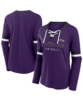 Fanatics Women's Purple Baltimore Ravens Plus Won Done Lace-Up V-Neck Long Sleeve T-Shirt