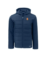 Cutter Buck Men's Navy Syracuse Orange Evoke Hybrid Eco Softshell Full-Zip Hoodie Jacket