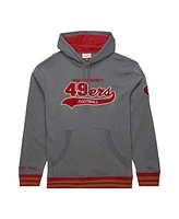 Mitchell & Ness Men's Heather Gray San Francisco 49ers Vintage Logo Snow Washed Fleece Pullover Hoodie