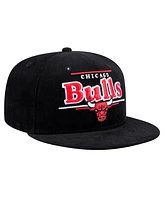 New Era Men's Black Chicago Bulls Throwback Display Corduroy 9FIFTY Snapback Hat