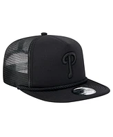 New Era Men's Black Philadelphia Phillies Tone Foam Meshback Golfer Snapback Hat