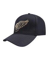 Pro Standard Men's Black Detroit Red Wings Metallic Logo Pinch Front Adjustable Hat