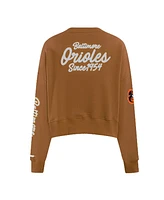 Pro Standard Women's Brown Baltimore Orioles Paint The City Pullover Cropped Sweatshirt