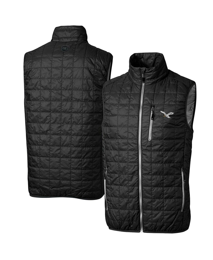 Cutter Buck Men's Black Philadelphia Eagles Rainier PrimaLoft Eco Full-Zip Puffer Vest