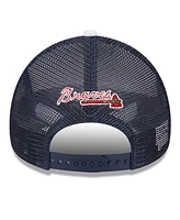 New Era Men's White/Navy Atlanta Braves Spring Training Circle Foam A-Frame 9FORTY Trucker Adjustable Hat