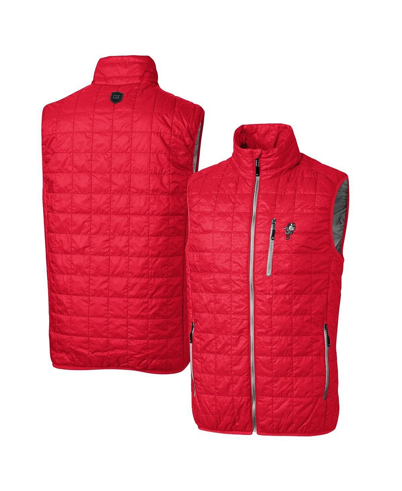 Cutter & Buck Men's Scarlet Ohio State Buckeyes Primary Team Logo Rainier PrimaLoft Insulated Full-Zip Puffer Vest