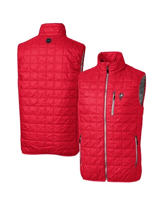 Cutter & Buck Men's Scarlet Ohio State Buckeyes Primary Team Logo Rainier PrimaLoft Insulated Full-Zip Puffer Vest