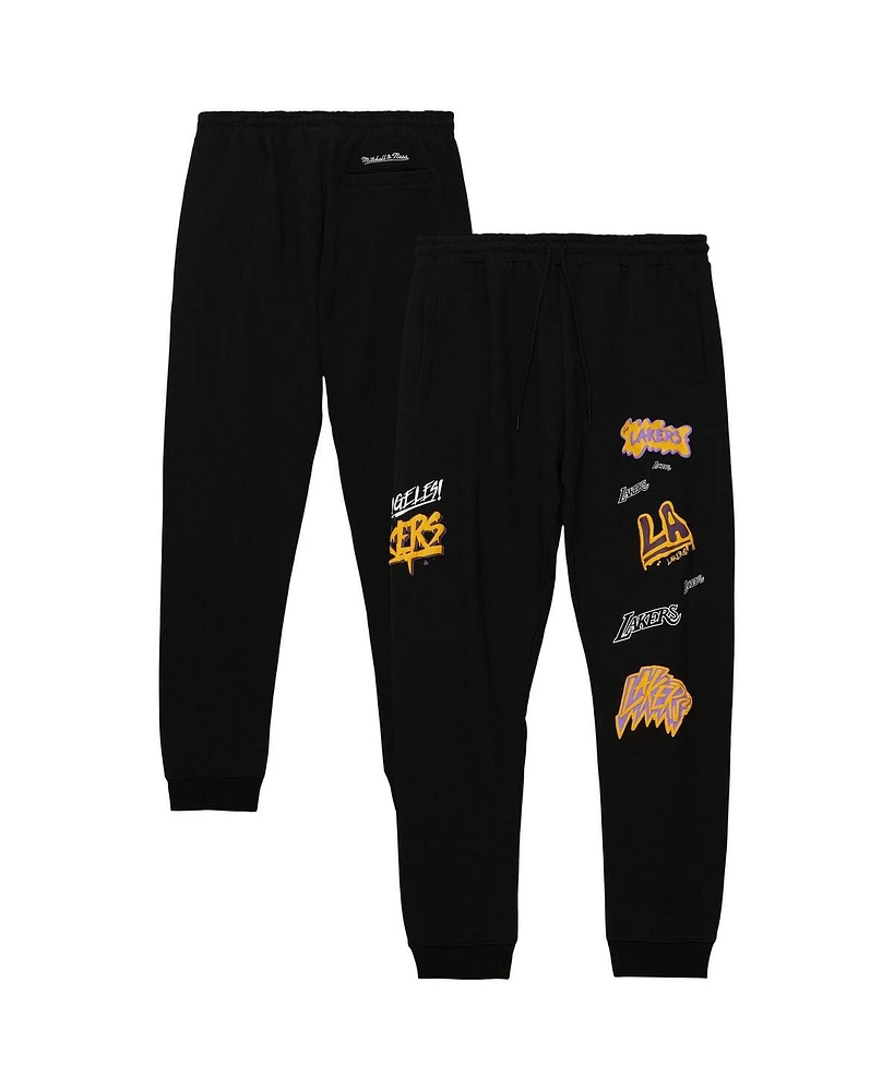 Mitchell & Ness Men's Black Los Angeles Lakers Slap Sticker Sweatpants