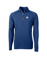 Cutter & Buck Men's Royal Duke Blue Devils Adapt Knit Stretch Raglan DryTec Quarter-Zip Top