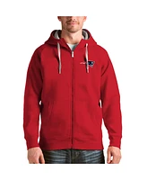 Antigua Men's Red New England Patriots Victory Full-Zip Hoodie