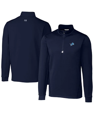 Cutter Buck Men's Navy Detroit Lions Big Tall Traverse Stretch Quarter-Zip Top