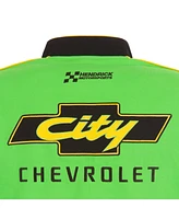 Jh Design Men's Black/Green Nascar City Chevrolet Legend Full-Snap Twill Uniform Jacket